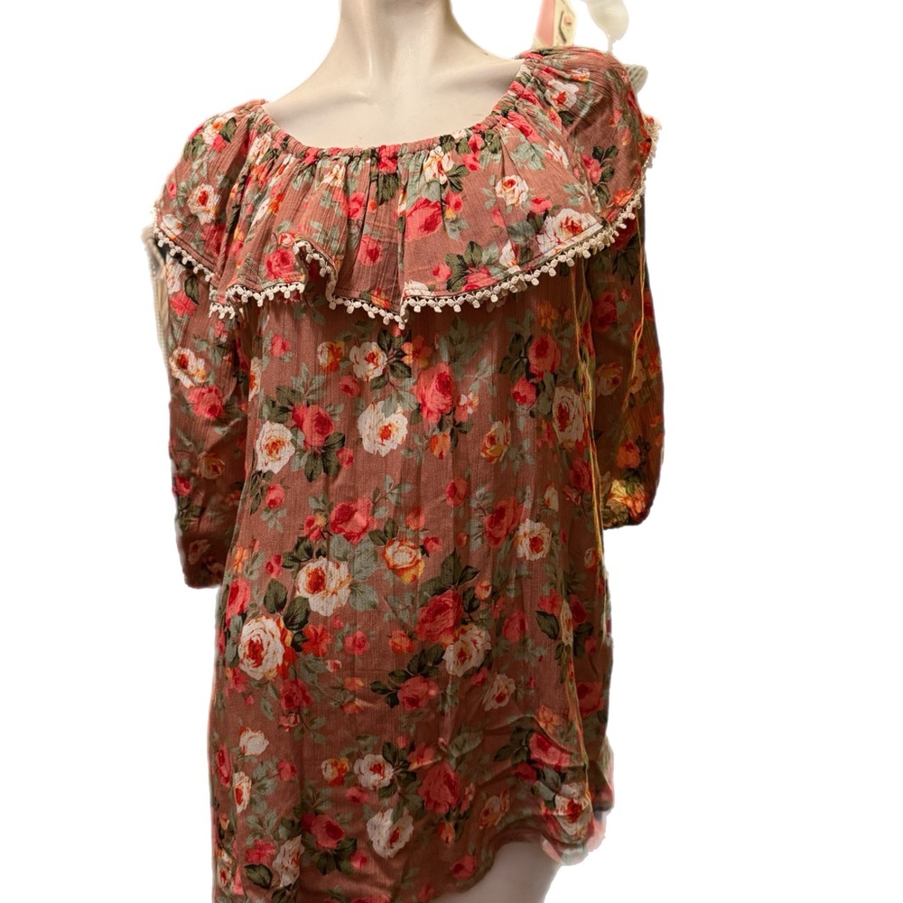 Rustic Rack Floral Ruffle Women's Top